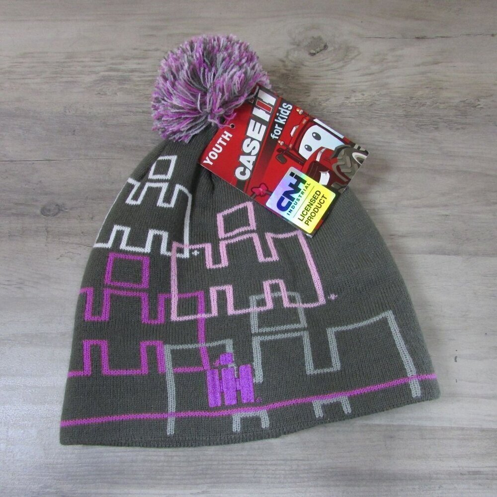 Case IH Youth Girl's Pom Pom Beanie Stocking Winter Cap Hat